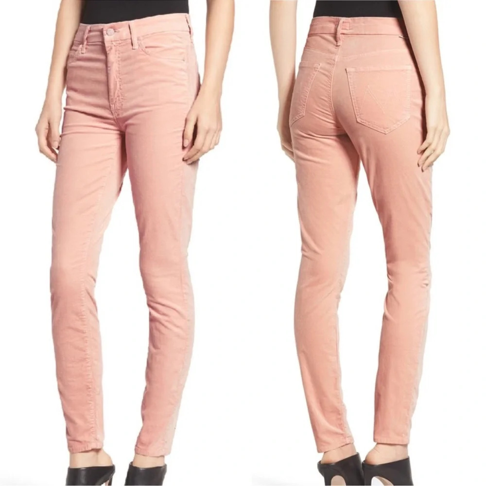 MOTHER the Looker Pink petal velvet pants